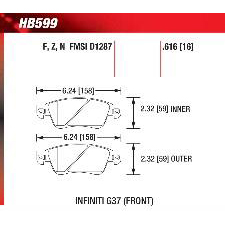 G35 Sport, G37, IPL, Premier, Sport, X, Front, Hawk Ceramic Brake Pads, HB599Z.616