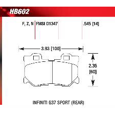 FX50, G37 Sport, M37, M56, 370Z, Touring, Rear, Hawk Ceramic Brake Pads, HB602Z.545