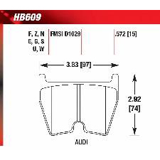 08-11 R8, Front, 07-08 RS4, Front, 03-04 RS6, Front, Hawk HT-10 Brake Pads, HB609S.572