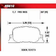 00-01 ES300 Rear, 05-10 Scion tC Rear, Hawk Ceramic Brake Pads, HB610Z.587